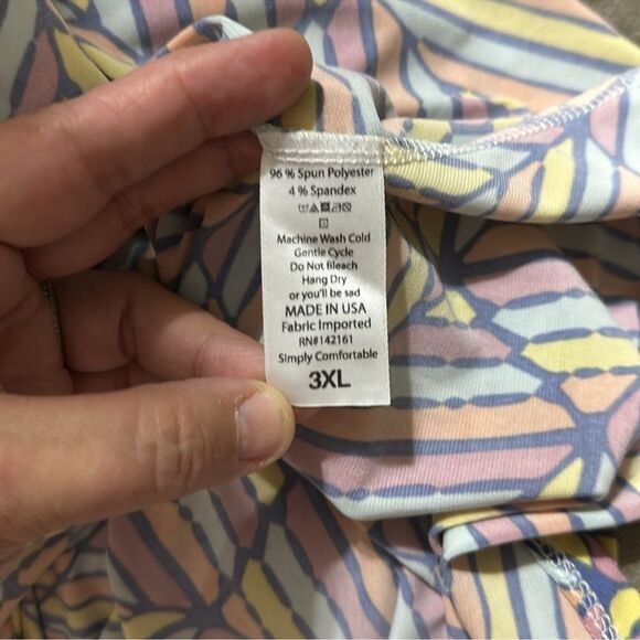 LuLaRoe 3X Azure Pastel Yellow Mauve Pink Blue Orange Geo Print A-Line Skirt - Picture 9 of 11